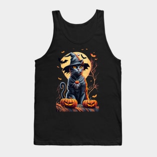 👕 Our exclusive Halloween t-shirt features a spooky design and an adorable black cat, a symbol of good luck. 🐱🍀 Tank Top